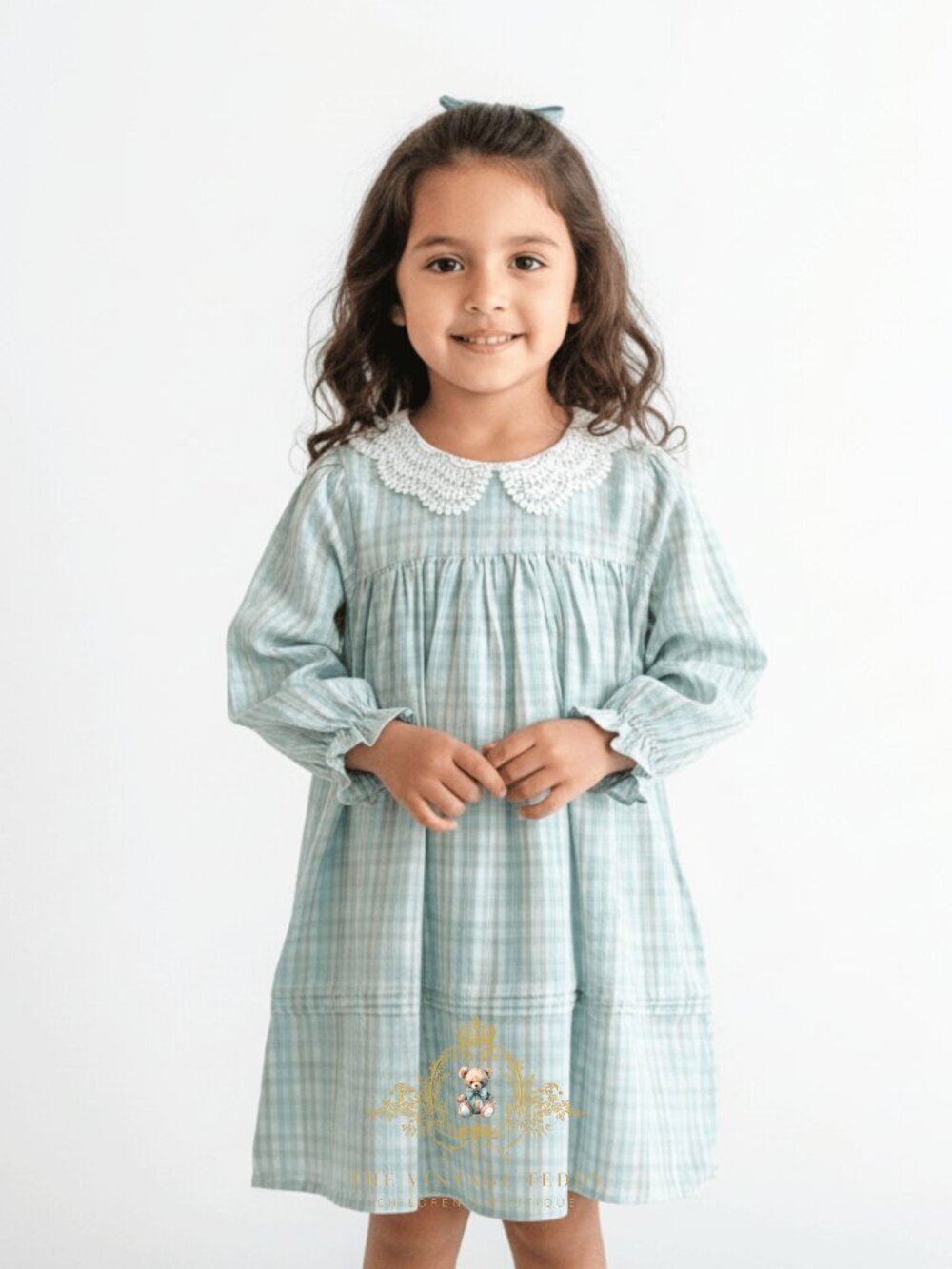 NWT Pretty Girls Eyelet Embroidered Lace Bib Collar Long Sleeve Dress Modest 5T